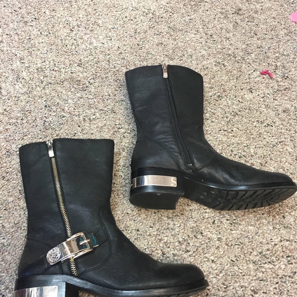 Black leather boots